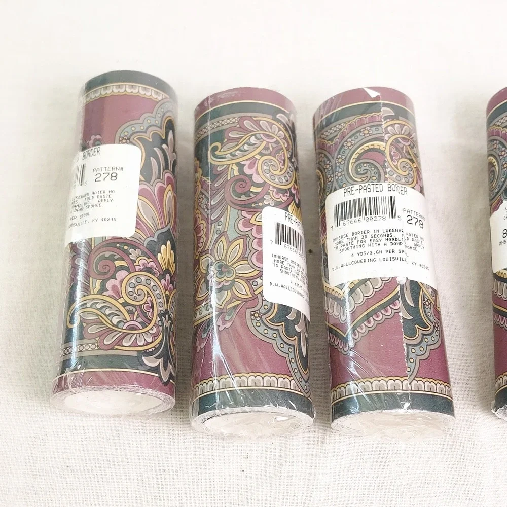 Lot of 5 Vtg DW Wallcovering #278 Floral Paisley Pre-pasted 5